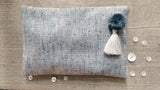 Gray and white make up Bag,Linen zipper Bag, Unique gift  for women, GrayCosmetic Bag,