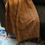 African Mud Cloth Woven Blanket, Handmade Cotton Sofa Throw, Hand Block Printed Throw Blanket with Tassels, Gift For Her
