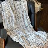 White and Black throw blanket for couch, African tufted throw blanket, Cotton woven blanket, Bohemian blanket throw, Gift for her