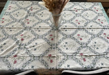 Floral block print tablecloth, Blue block print tablecloth square, Handmade party tablecloth, Cotton tablecloth, New home gift