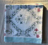 Floral block print tablecloth, Blue block print tablecloth square, Handmade party tablecloth, Cotton tablecloth, New home gift