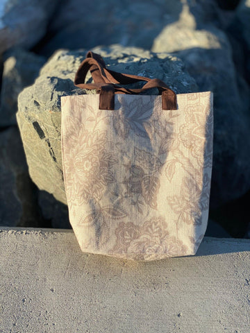 100% Linen Bag , Floral Tote Bag , Handmade bag for mom, Christmas gift for mmkm, Geandmom, teacher