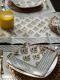 Hand block print table runner, Fall decor, Placemats with napkins set Cotton napkins, Home decor, Dining table decor
