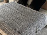 Handmade Black & White Kantha Quilt Indian CottonThrow Blanket Boho Bedding Geometric Stitch Quilt Reversible Bedspread Soft Kantha Coverlet