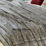 Handmade Black & White Kantha Quilt Indian CottonThrow Blanket Boho Bedding Geometric Stitch Quilt Reversible Bedspread Soft Kantha Coverlet