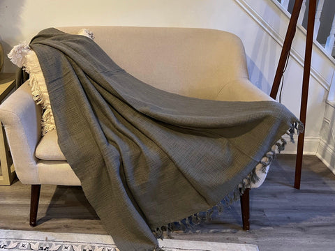 Pure Indian Cotton Woven Throw blanket for Couch, Sofa throw for home decor,  Solid color throw Blanket , Housewarming Gift, Birthday Gift