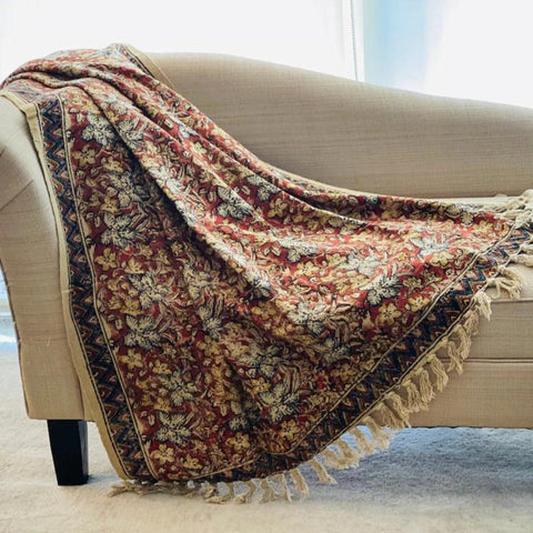 Handmade Throw, Boho Mud Cloth Hand Block Print Throw Blanket, Boho Throw Blanket, Bohemian Decor, Cotton Soft Throw for Couch, Gift