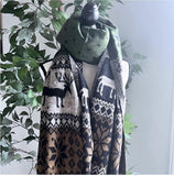 Wool Scarf in Reindeer Christmas,  Christmas Scarf  Wool,  ozy Warm Yak Wool Scarf, Christmas gift for MOM, Holiday gift