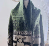 Wool Scarf in Reindeer Christmas,  Christmas Scarf  Wool,  ozy Warm Yak Wool Scarf, Christmas gift for MOM, Holiday gift