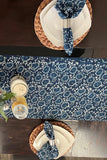 Blue and White Flower Pattern, Hand Block Print Tablecloth Table Cover Set for Wedding, Outdoor Events Home Farmhouse party, Gift