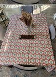 Rust block print tablecloth in cotton Rectangular tablecloth for farmhouse decor, Wedding party, Housewarming b day gift for Sister/bestie