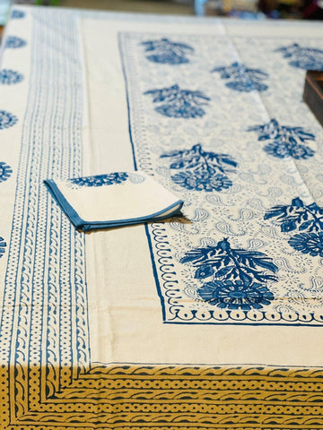 Indian block print floral tablecloth, Boho Vintage rectangular Tablecloth Handmade Table cloth, unique gift for mom, Hostess gift