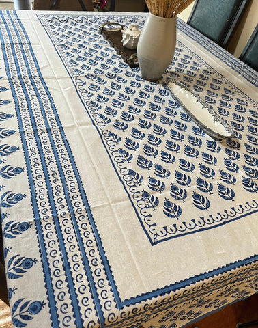Indian block print floral tablecloth, Boho Vintage rectangular Tablecloth Handmade Table cloth, unique gift for mom, Hostess gift