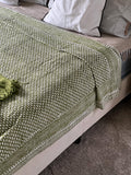 King Size Reversible Kantha Oversize Throw Pure Cotton Bedding Handmade Bedcover, Elegant Spring Pastel Green White Floral,  Unique gfit
