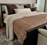 BrownCotton  bedding  kantha quilt  throw Hand block print quilt Handmade cotton quilted coverlet for summer Unique gift for home