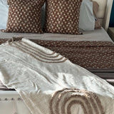 BrownCotton  bedding  kantha quilt  throw Hand block print quilt Handmade cotton quilted coverlet for summer Unique gift for home
