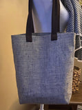 Gray Linen Tote Bag,Market Bag ,Eco friendly Bag,Gifts for Mom, Linen tote with pocket, library Bag for books