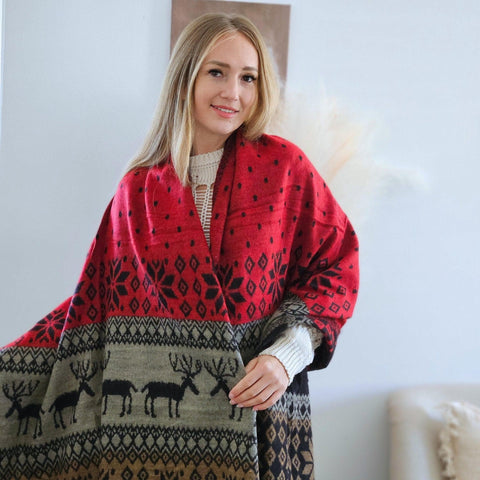 Extra Soft Yak Wool Scarf, Himalayan Handmade Reindeer Scarf, Cozy Winter Shawl, Christmas gift