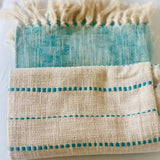 Handmade Gift, Throw Blanket, Teal Blue Throw Blanket With Tassels, Woven Blanket For Living room, Boho Blanket Throw, Home Decor, Gift