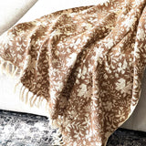 floral throw blanket with tassels Home Decor  Hand block printed handmade throw, Queen/King Size Bed Throw Housewarming gift
