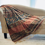 Mud Cloth Blanket, Hand Block Printed Cotton Throw, Minimalist Home Decor, Sofa Spread, Handmade Woven Throw Blanket