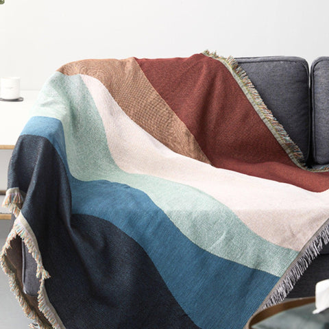 Tapestry, Color block abstract tapestry, Blue woven blanket, Sofa throw, Blue tapestry blanket for couch, Cotton tapestry, Housewarming gift