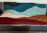 Tapestry, Color block abstract tapestry, Blue woven blanket, Sofa throw, Blue tapestry blanket for couch, Cotton tapestry, Housewarming gift