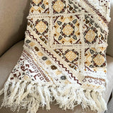 Beautiful Luxury Boho Blanket Handmade woven block print throw blanket with tassels home inspirations sofa throw room decor gift for friend