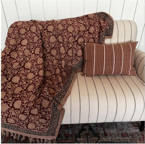 Vintage Red Boho throw blanket, Throw blanket couch, Boho decor, Handmade Blanket, Unique Gift for her
