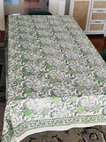 Sage green India block print Tablecloth for Christmas, Rectangular tablecloth, Handmade Table linen, Holiday Table Decor, 60x120"