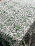 Sage green India block print Tablecloth for Christmas, Rectangular tablecloth, Handmade Table linen, Holiday Table Decor, 60x120"