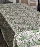 Sage green India block print Tablecloth for Christmas, Rectangular tablecloth, Handmade Table linen, Holiday Table Decor, 60x120"