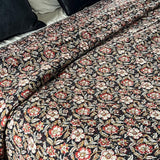 Kantha Quilt Kantha Throw Hand block Print Indian Natural Color mud print Quilt Hand Stitched Boho Throw Blanket, Housewarming Gift