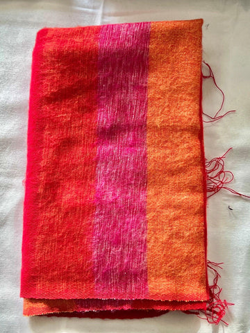 Red Orange Meditation Yak wool blanket scarf, Travel light weight blanket, Made in Nepal/Tibet, Handmade gift for her,