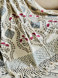 Designer blanket Red Floral Cotton bed Throw Blanket Couch Handmade Throw Home Decor Sofa throw Hand Loomed Unique Handmade gift