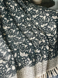 Block print throw blanket with tassels Handmade throw blanket couch sofa throw boho blanket for bedroom decor Mothers day gift