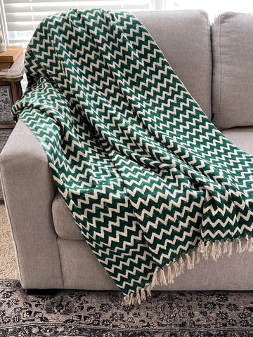 Block print throw blanket,Tassel throw blanket, Floral coverlet, handmade bed throw, Gift for her