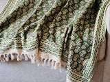 Spring Green blanket, Handmade blanket couch Sofa throw bedroom decor, Hand block print blanket Mother's day gift for mom
