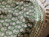 Spring Green blanket, Handmade blanket couch Sofa throw bedroom decor, Hand block print blanket Mother's day gift for mom