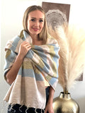 Himalayan Yak Wool Blanket Scarf in Beige  Blue, Green, Handmade Soft Oversized Shawl/Throws, Yoga blanket for meditation,