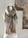 Himalayan Yak Wool Blanket Scarf in Beige  Blue, Green, Handmade Soft Oversized Shawl/Throws, Yoga blanket for meditation,