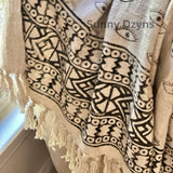 Handmade throw blanket couch Black floral block print throw, Boho home decor, King/Queen Woven bedding for bedroom Housewarming gift for her