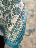 Blue Indian Hand Block Floral Printed Cotton Table Cover, Table Top, French Tablecloth, Wedding Home Decor, Gift for Home