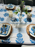 Yellow Floral block print tablecloth, Rectangle tablecloth, Table cover, Cotton tablecloth, New home gift for her
