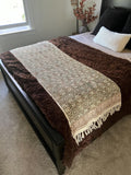 Brown throw blanket couch  Hand block print throw, Boho home decor, King/Queen Woven bedding for bedroom Housewarming gift for her