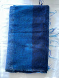 Blue AND NAVY Yak Wool TIBET Scarf, Himalayan hand loomed Shawl, Large warm scarf, Hippie Boho soft Shawl, Meditation shawl