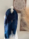 Blue AND NAVY Yak Wool TIBET Scarf, Himalayan hand loomed Shawl, Large warm scarf, Hippie Boho soft Shawl, Meditation shawl