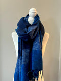 Blue AND NAVY Yak Wool TIBET Scarf, Himalayan hand loomed Shawl, Large warm scarf, Hippie Boho soft Shawl, Meditation shawl