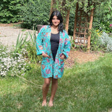 Block print short  robe, Front open cotton cardigan  House robe for girls, Lounge Wear, Birthday gift for girlfriend, Gift for her