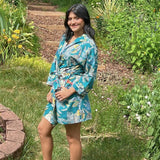 Block print short  robe, Front open cotton cardigan  House robe for girls, Lounge Wear, Birthday gift for girlfriend, Gift for her